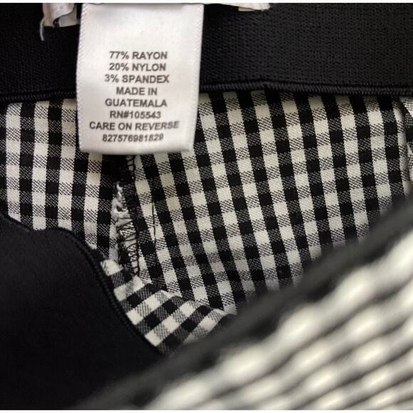 ELLE Pull On Stretch Comfort Skinny Fit Gingham Plaid Ankle Dress Pants Women M - Picture 5 of 6